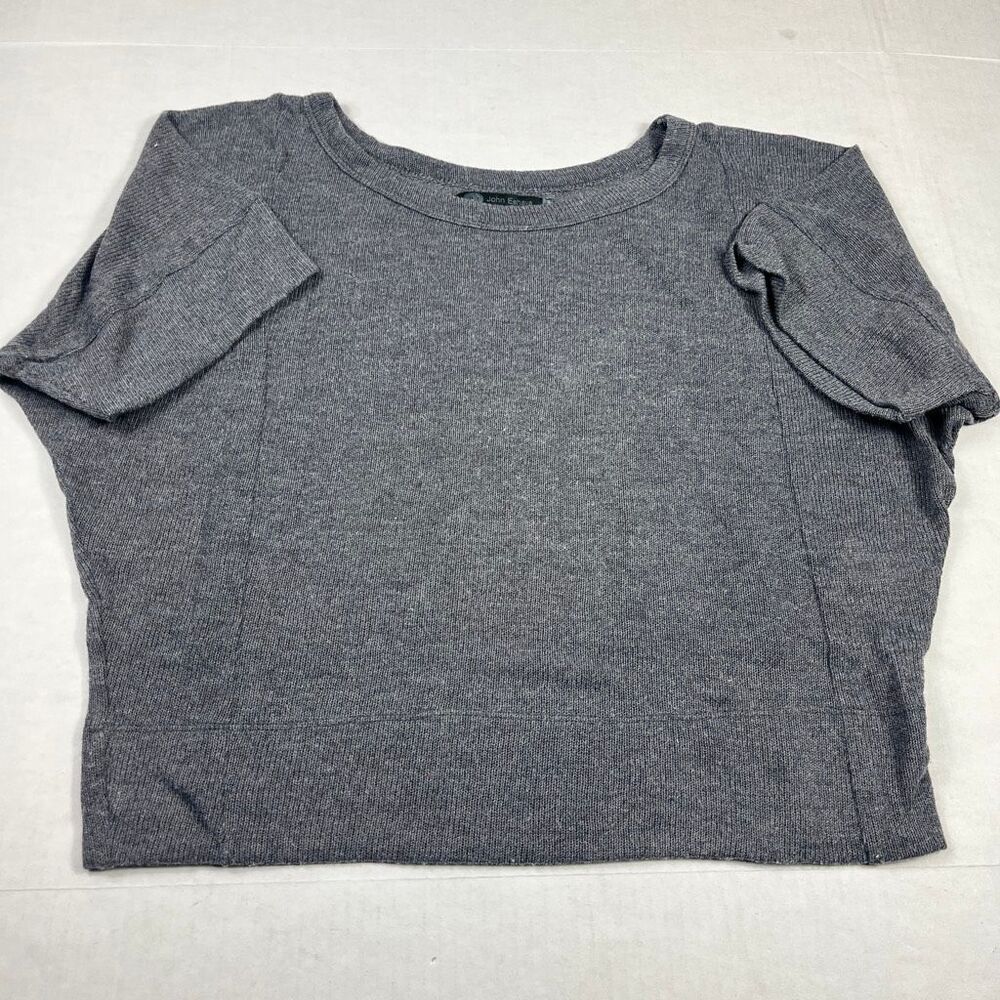 JET John Eshaya Womens Gray Pullover Sweater OS Short Sleeve Boxy Minimalist